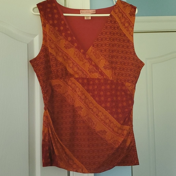 Bandolino Tops - Bandolino Surplice Sleeveless Top Red & Orange